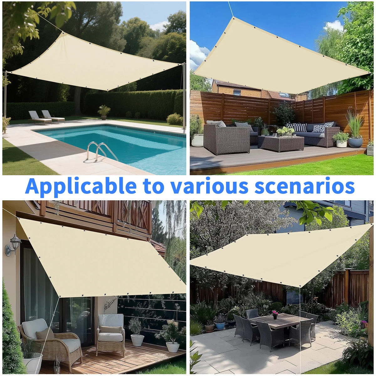 Rectangle Sun Shade Sail with Grommets | UV Block Canopy