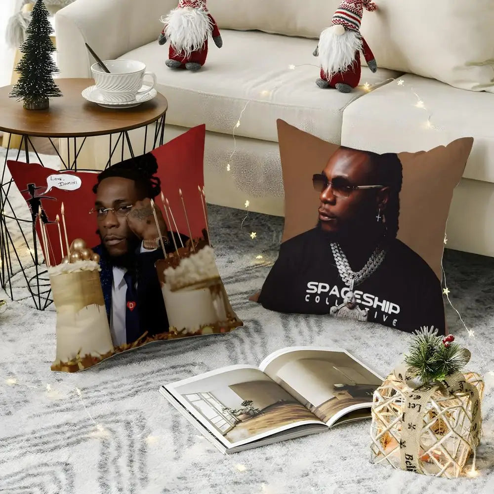 Burna Boy Linen Cushion Cover | Breathable Pillowcase Hidden Zip