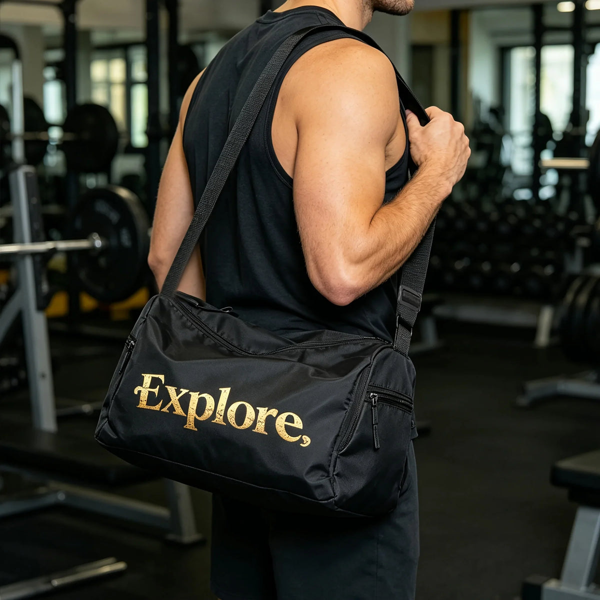 Nature Print Oxford Fitness Bag Waterproof Crossbody Gym Duffle Large
