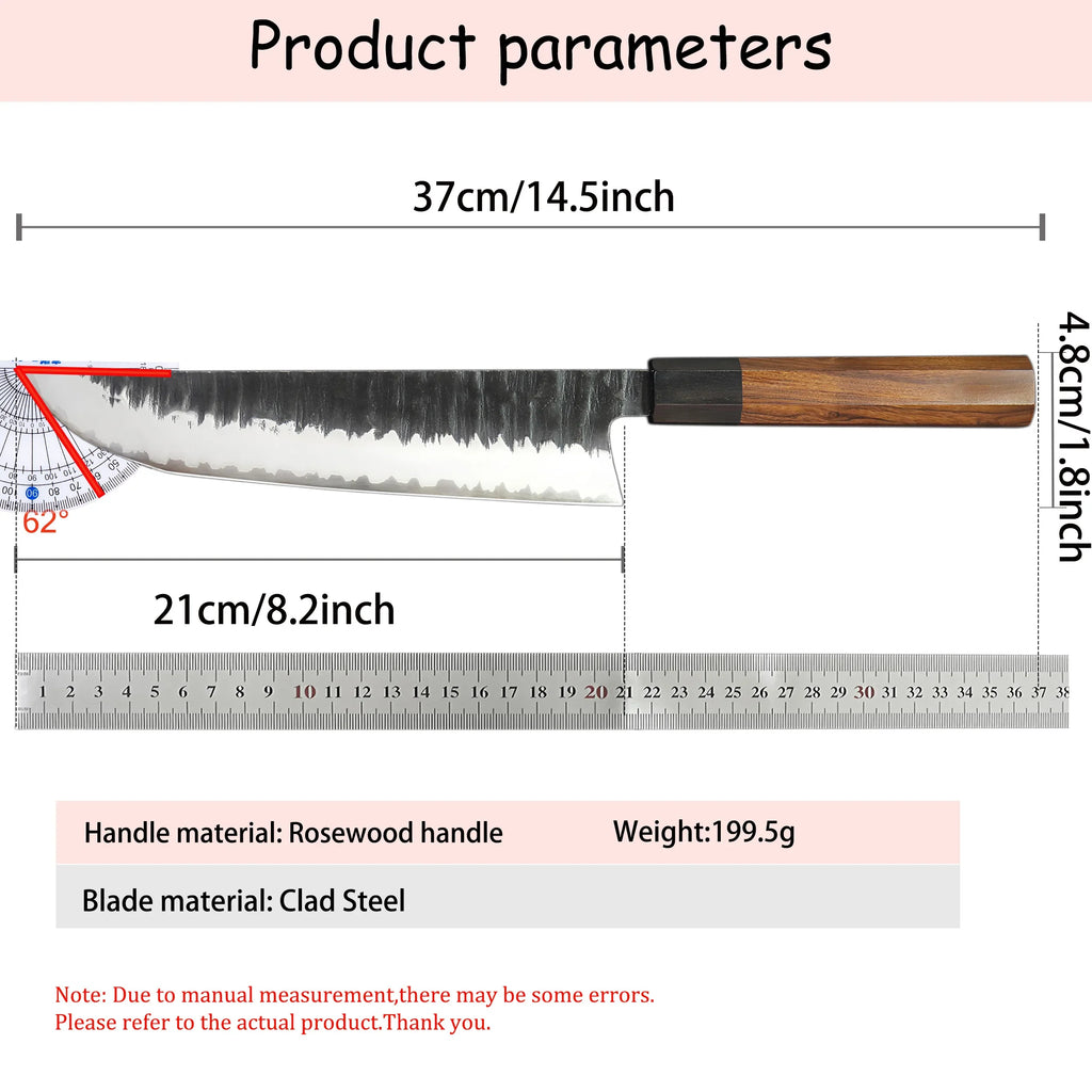 Japanese Hand-Forged Sushi Chef Knife – 21cm Clad Steel