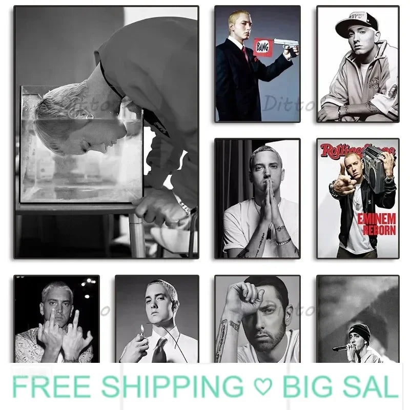 Eminem Vintage Hip Hop Canvas Wall Art | Minimalist Music Print
