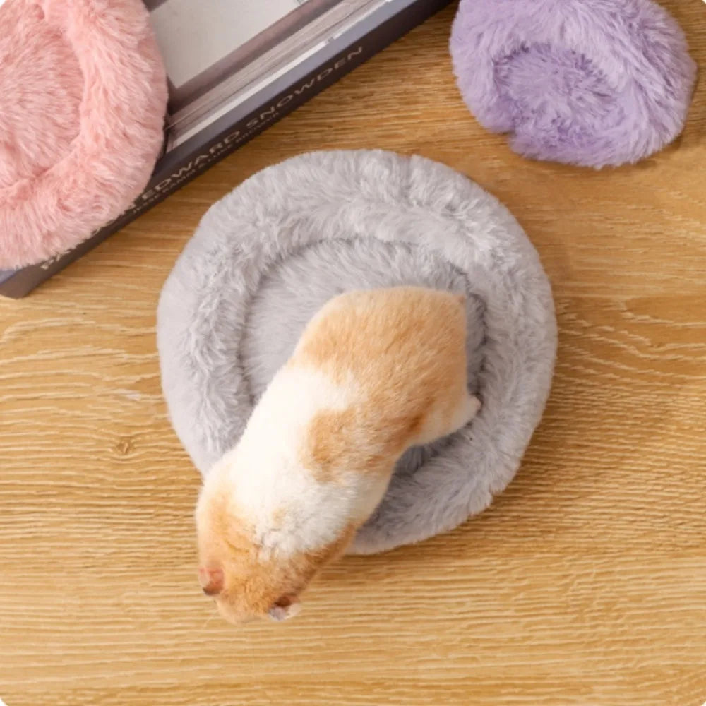 Round Plush Hamster Nest Mat – Cosy Small Pet Bed