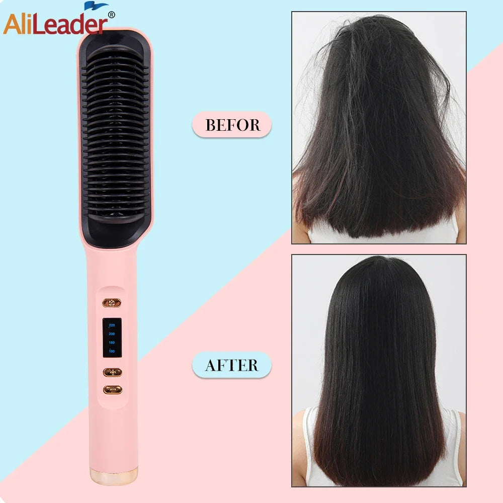 AliLeader 2-in-1 Hair Straightener Brush | Anti-Frizz, Fast Heat