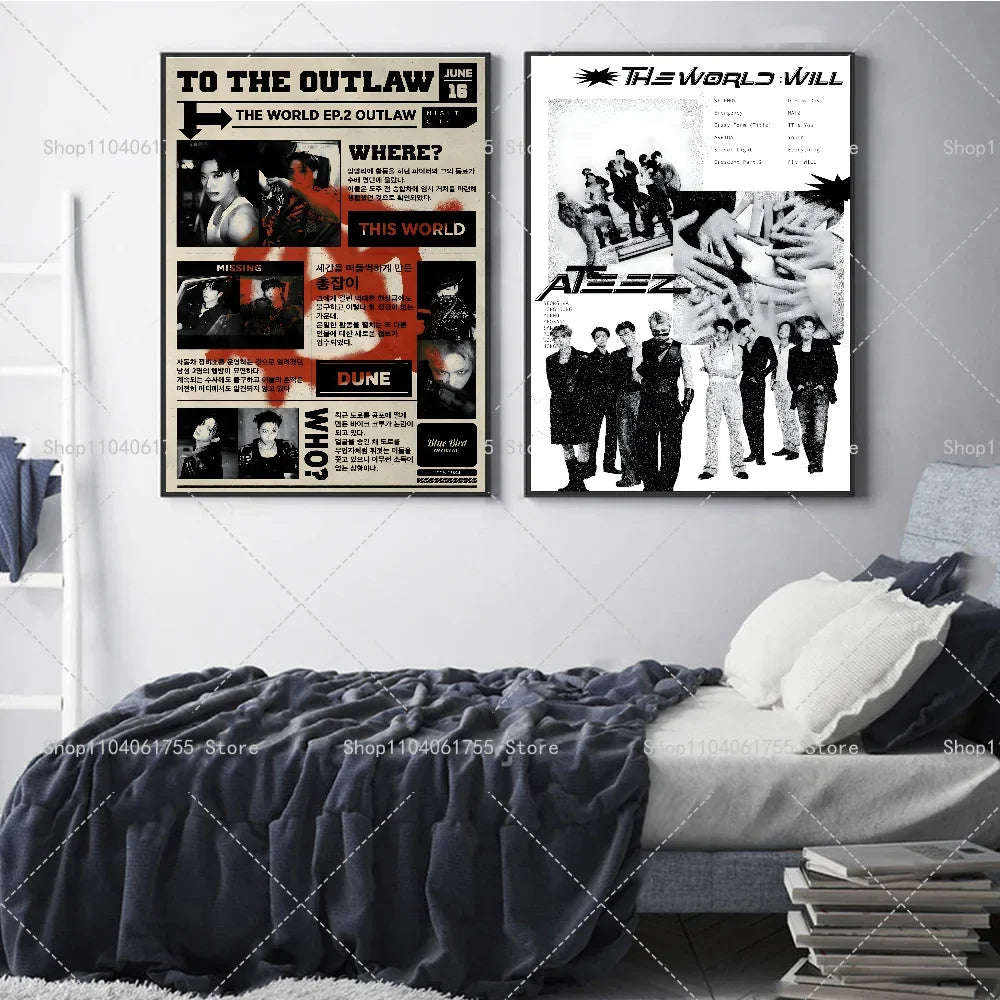 ATEEZ KPOP Wall Poster – Self-Adhesive Waterproof Sticker