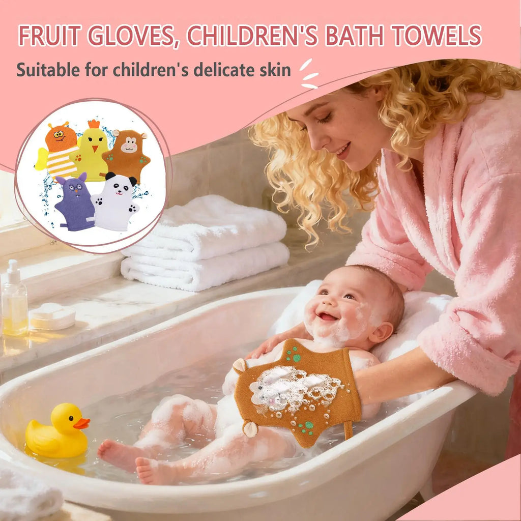 Baby & Adult Bath Shower Gloves Set of 5 – Soft Non-Slip