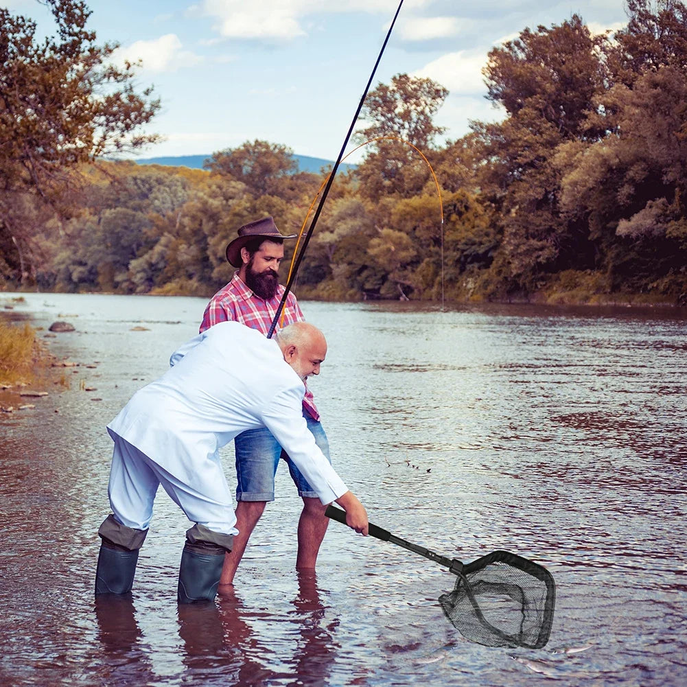 Floating Fishing Landing Net | Rubber Coated Telescoping Handle