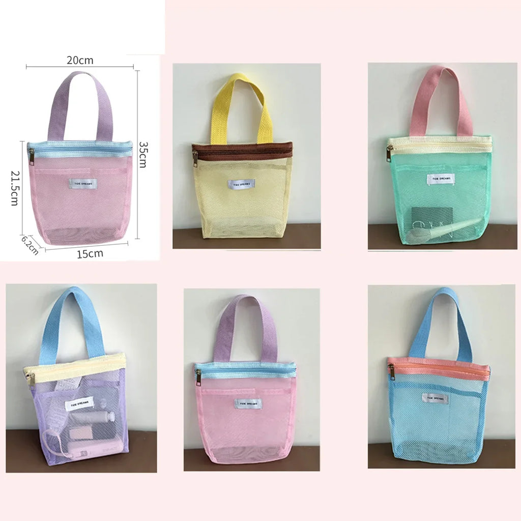 Mesh Makeup Toiletry Storage Bags Handbags Portable Travel Washing