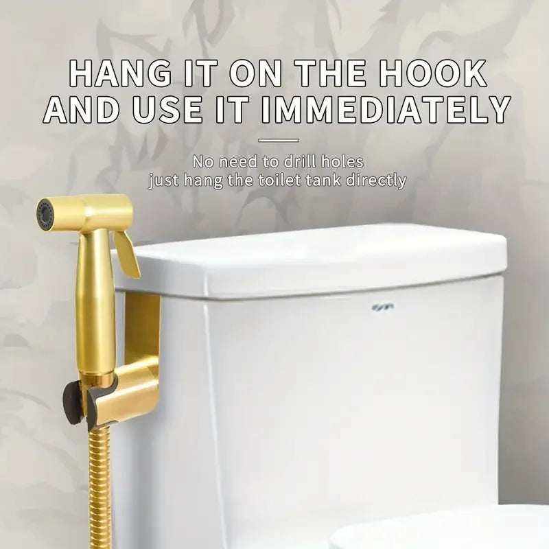Golden Handheld Bidet Sprayer Set | Stainless Steel & 59" Hose
