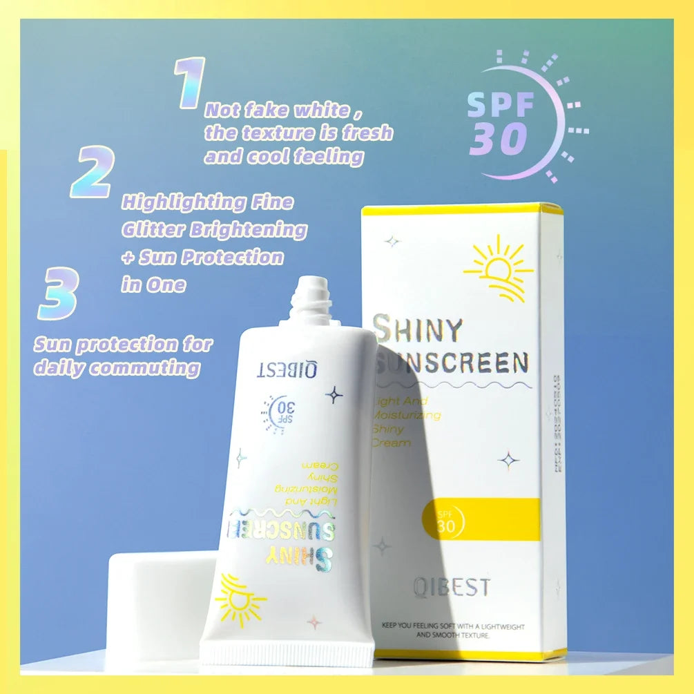 QiBest Glitter Sunscreen Cream – Brightening SPF Concealer 28g