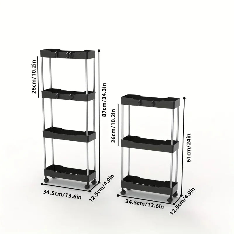 2025Bathroom Storage Rack Wheels 4 Layer Rolling Utility Cart