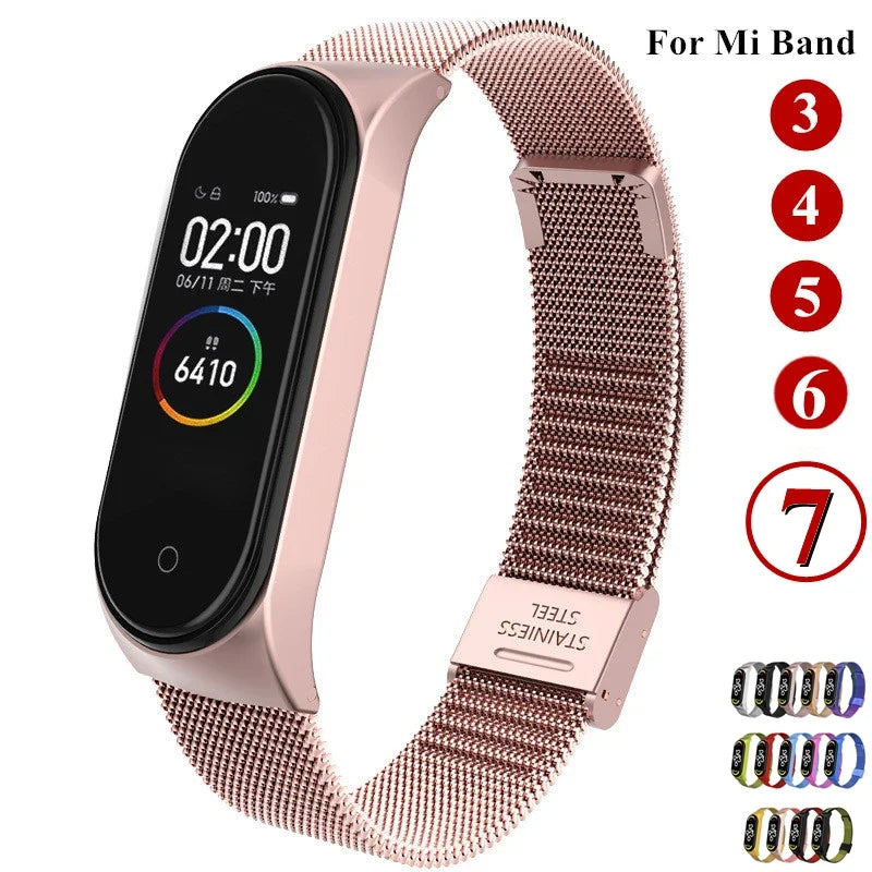 Metal Strap for Xiaomi Mi Band 3 4 5 6 7 – Stainless Steel