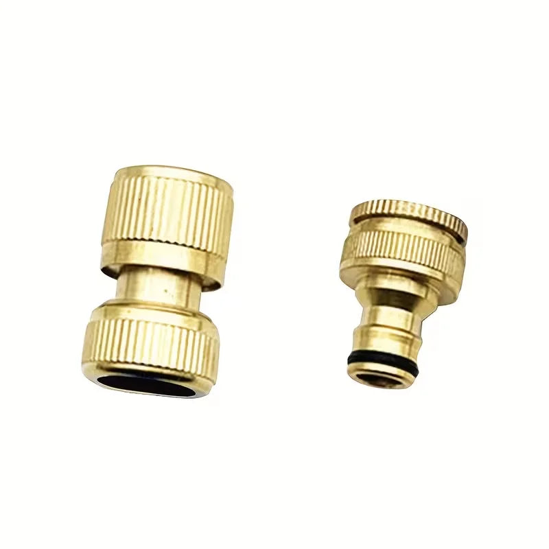 Brass Garden Hose Connectors – 2-in-1 Spray Nozzle Adapter Set of 2