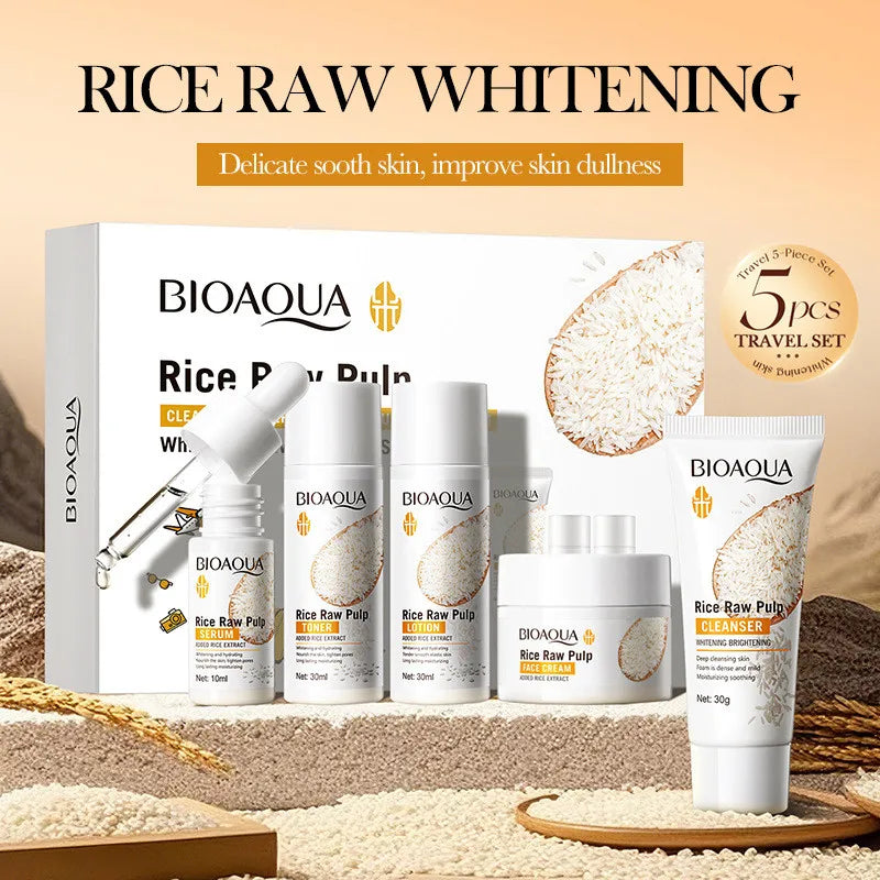 BIOAOUA Rice Extract 5-Piece Brightening Skincare Set