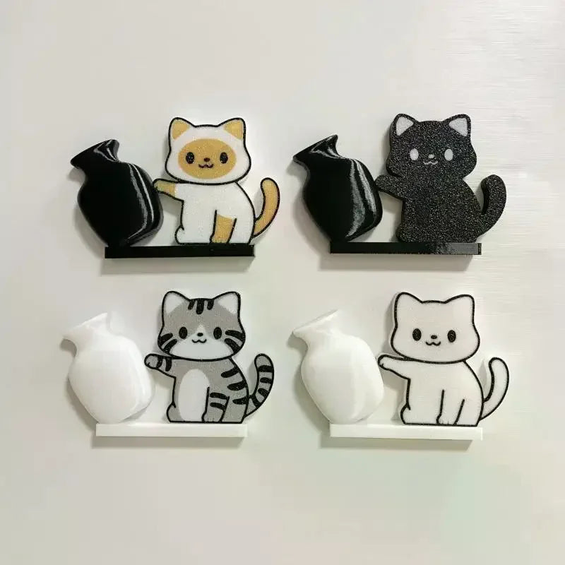 Cat Pushing Vase Refrigerator Magnets Home Decor Fridge Magnet