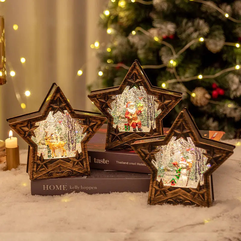 Christmas Decorative Crystal Balls Snowflakes Illuminated Santa Claus