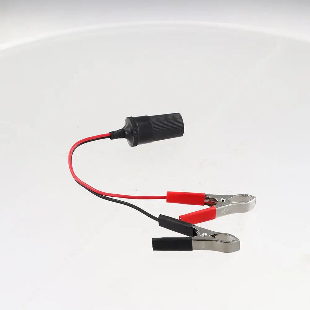 12V/24V Battery Clip-On Cigarette Lighter Socket Adapter