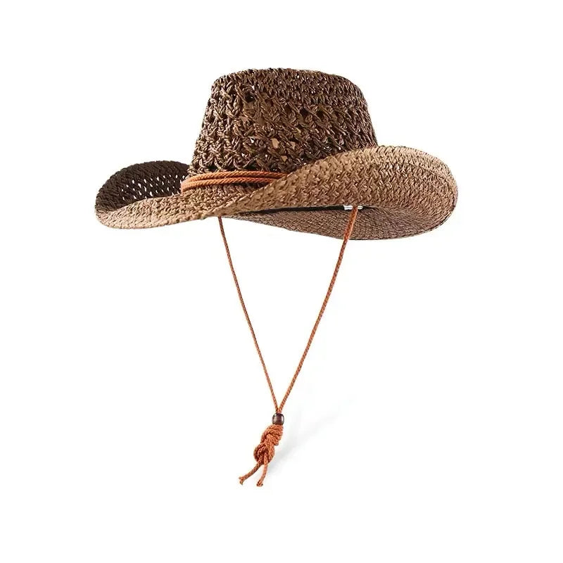 Women's Foldable Straw Cowboy Hat | Wide Brim Beach Sun Hat