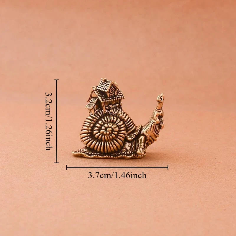 Solid Brass Snail Figurine – Mini Copper Tea Pet Ornament