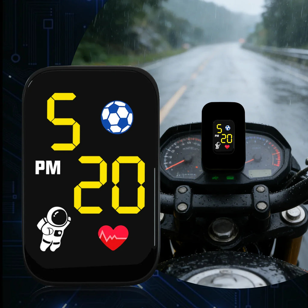 Waterproof Mini Motorcycle Dashboard Clock with LED Display
