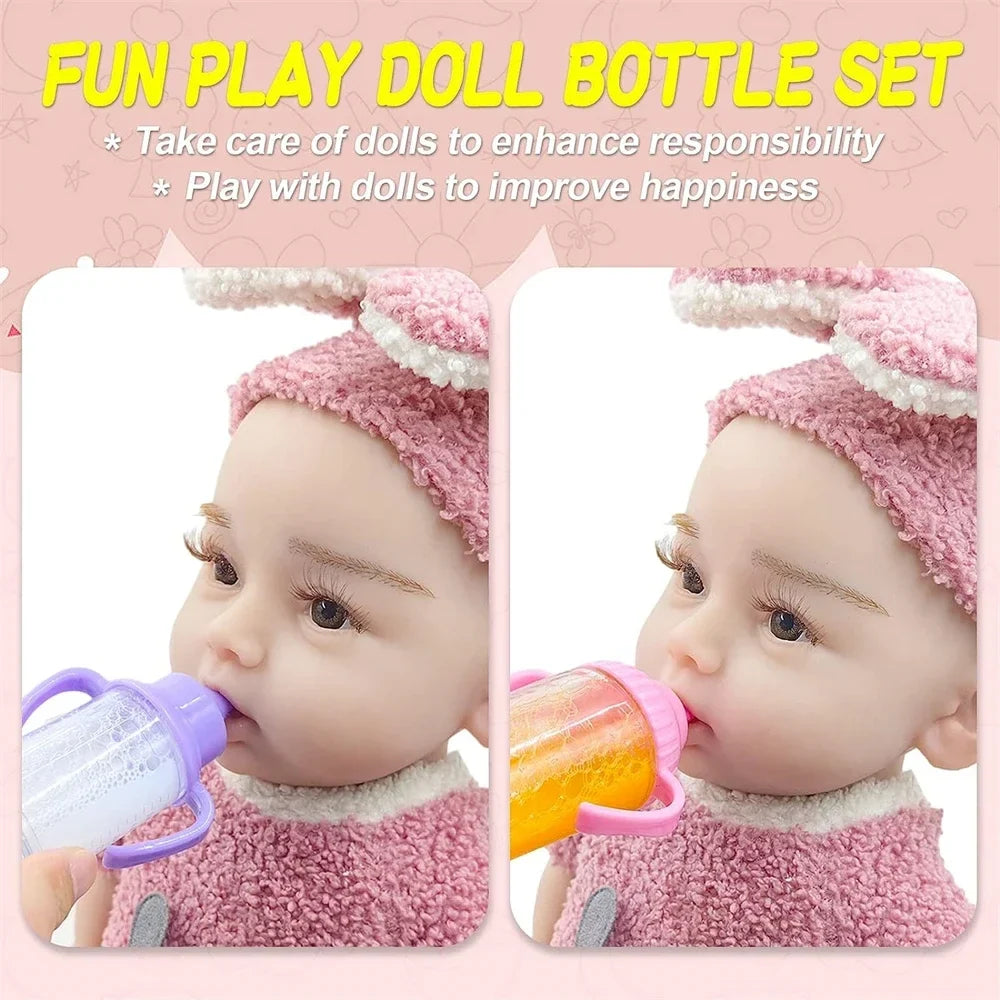 Baby Doll Feeding Bottle Set – 2 Bottles & Pacifier | 17" Dolls