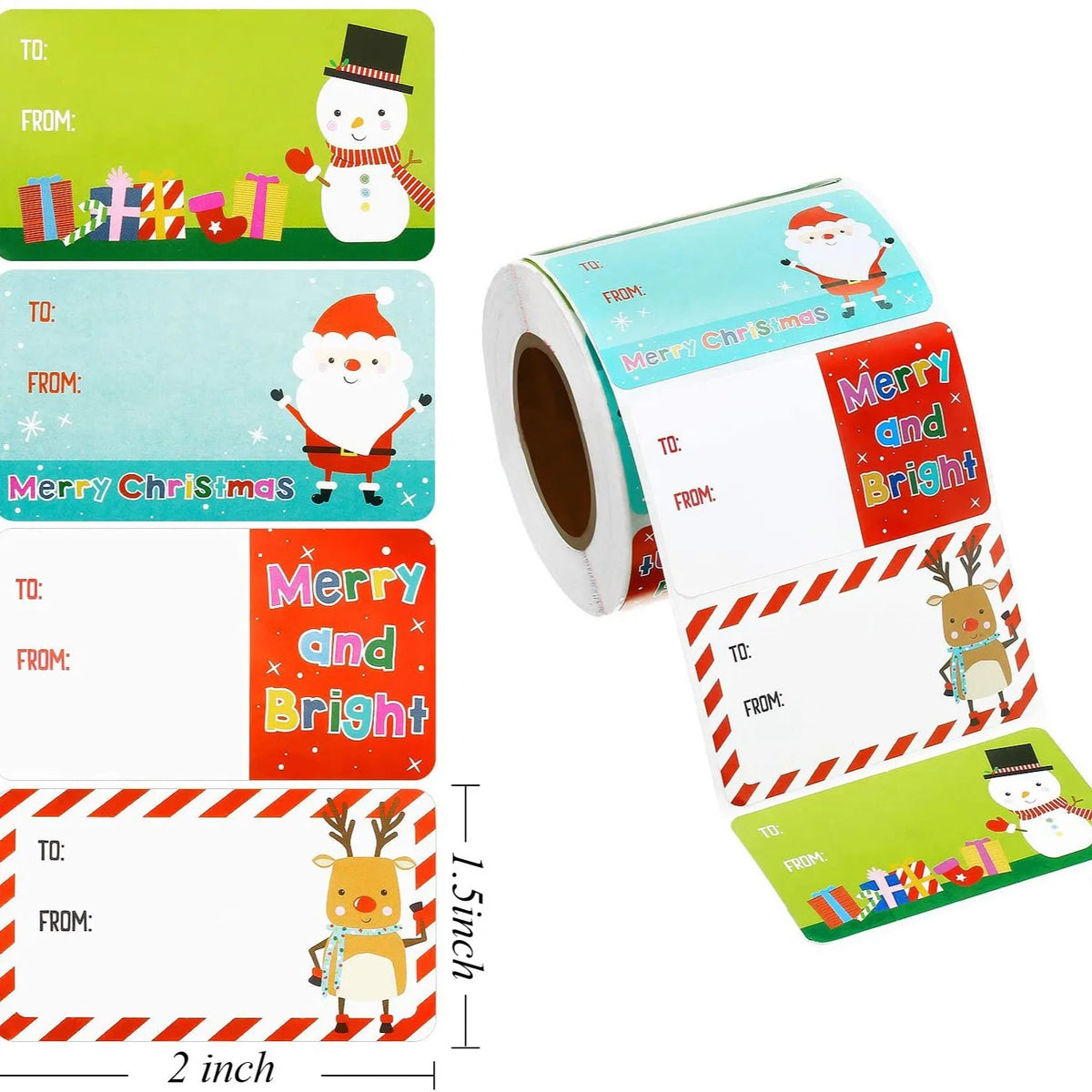 Christmas Tags Santa Claus Stickers Self Adhesive Tag Festival