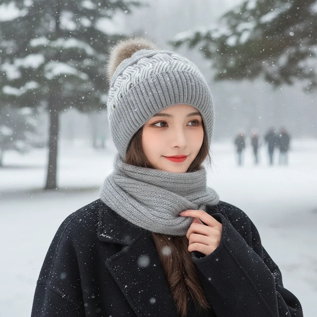 Women's Winter Knitted Hat | Thickened Earflap Cycling Cap
