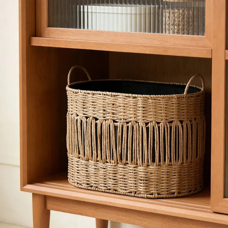 Retro Handwoven Storage Basket – Laundry & Home Organizer