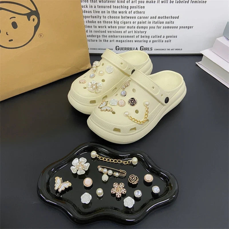 Fashionable Shoe Accessory Made Metal Chain Clasp Removable Suitable