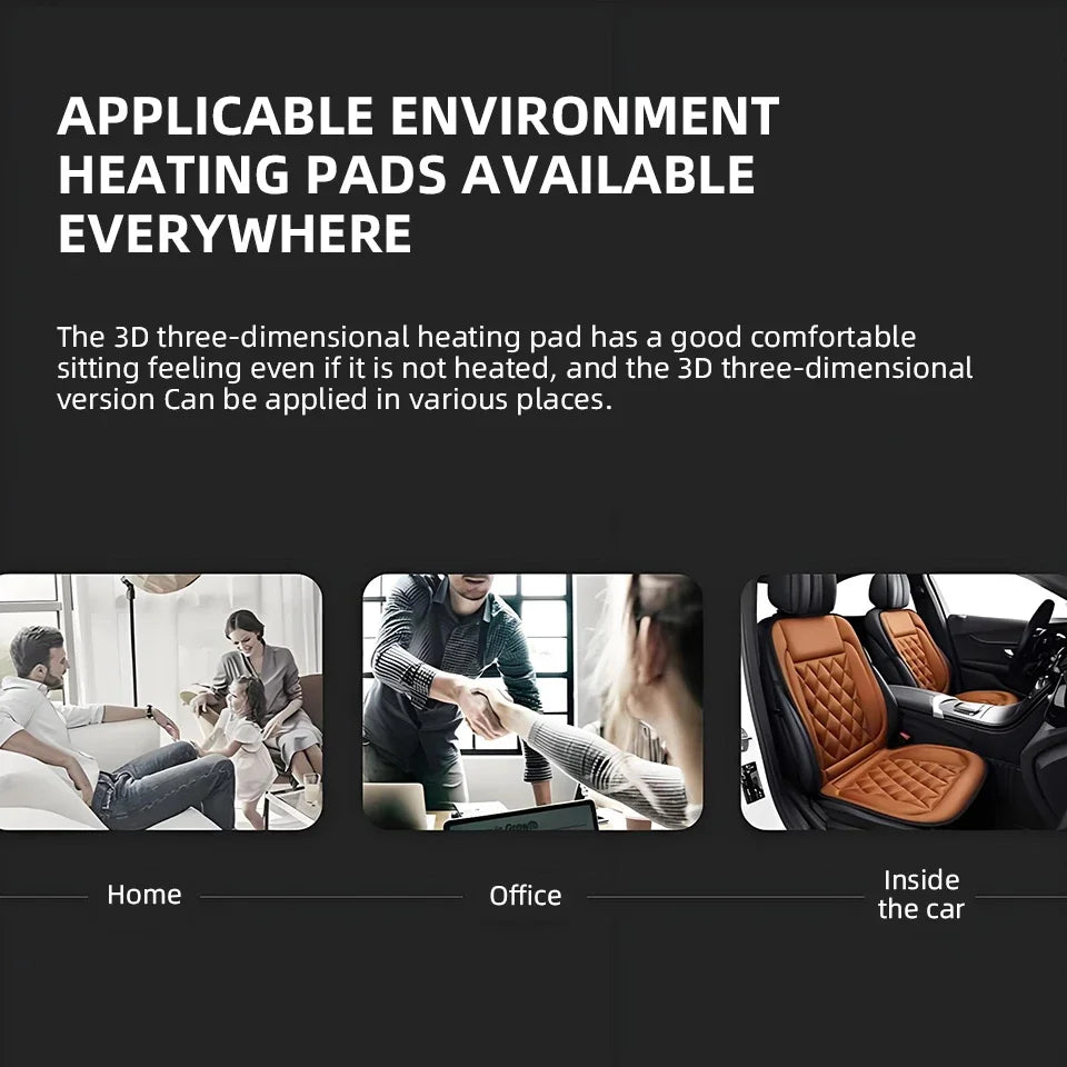 12V Electric Heated Car Seat Cushion | Universal Fit | 2 Heat Levels