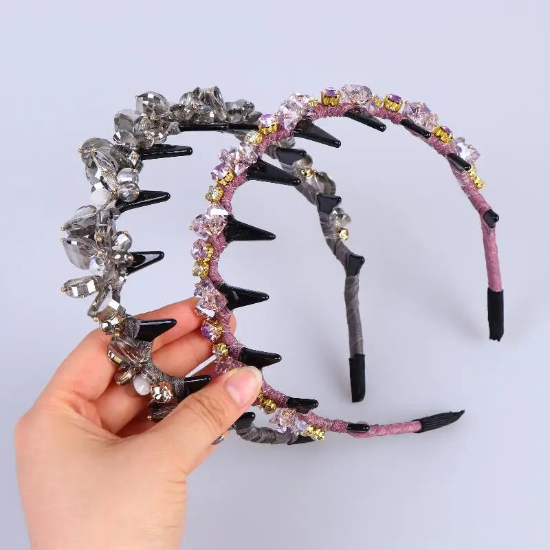 Korean Crystal Rhinestone Headband – Luxury Non-Slip Hair Hoop