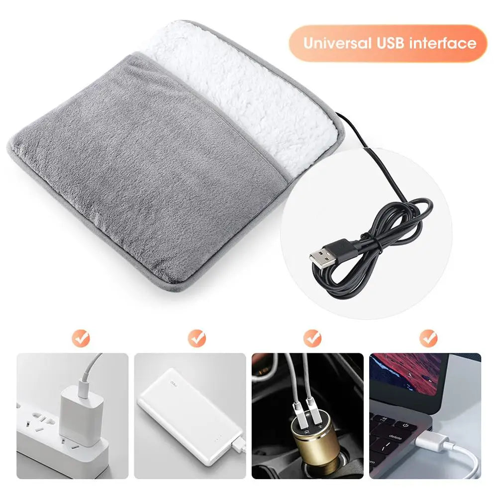 USB Electric Foot Warmer Pad – Soft Plush Washable Heating Mat