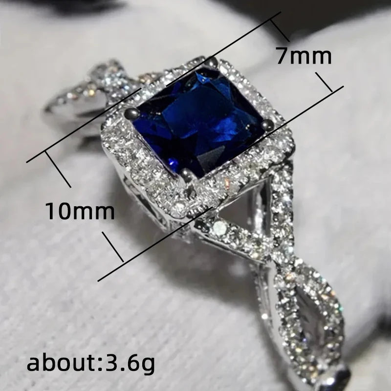 Huitan Cubic Zirconia Wedding Band Ring – White/Pink/Blue