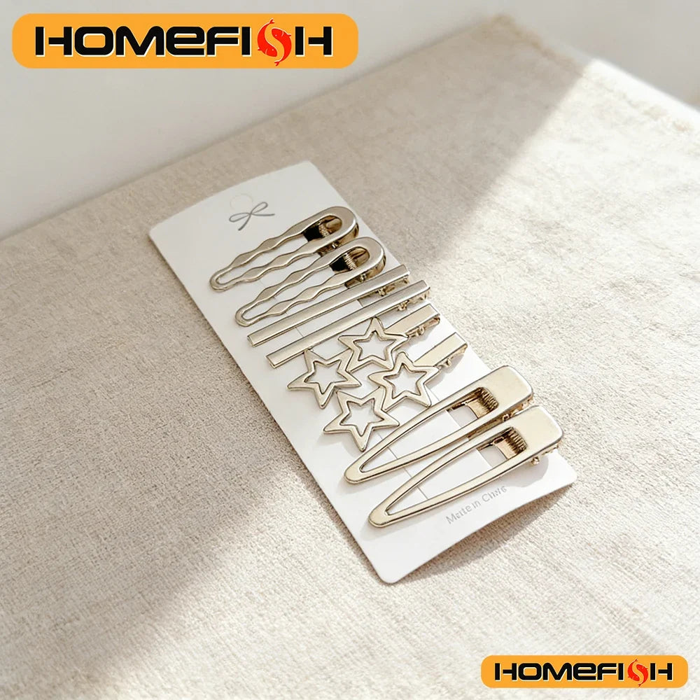 Sliver Metal Hair Clips Women Girls Duckbill Hairpin Personality