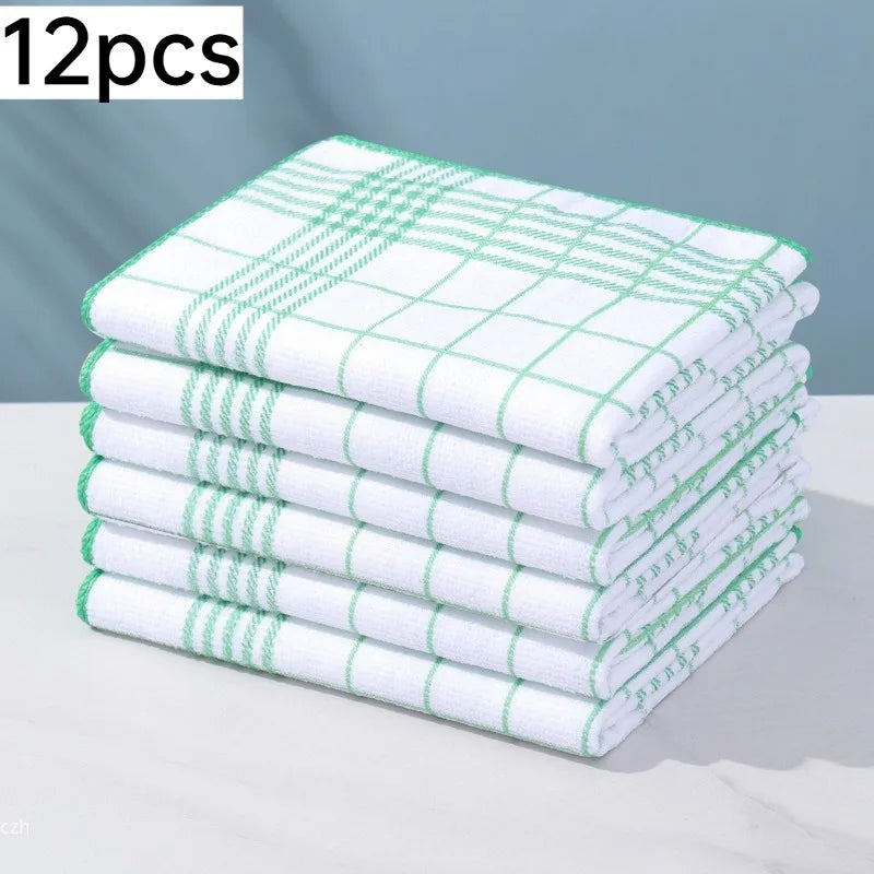 12-Pack Grid Polyester Dinner Napkins – Anti-Pilling 60×40cm