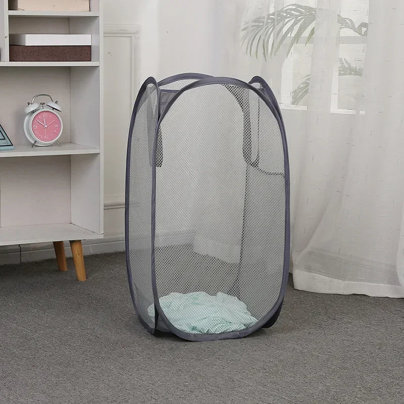 Large Foldable Mesh Laundry Basket – Portable Clothes Hamper