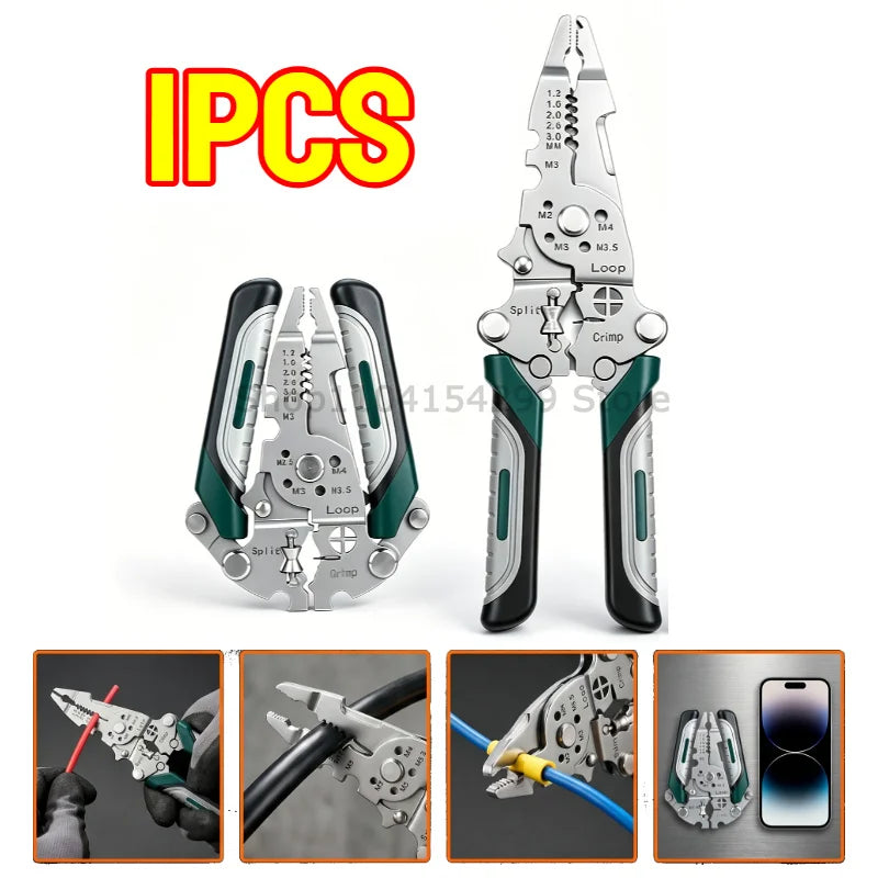 Foldable Multifunctional Wire Stripper & Crimping Pliers