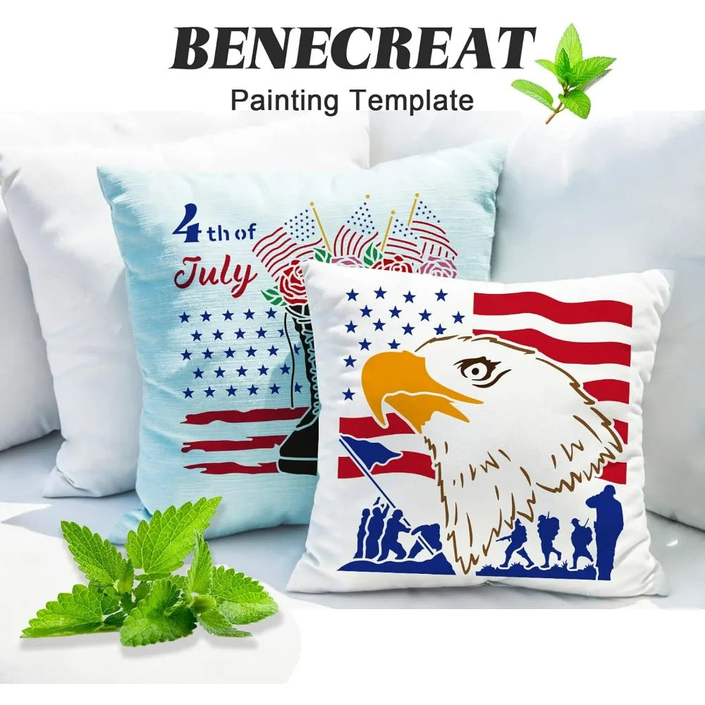 12x12 Independence Day Eagle Flag Stencil – Reusable PET