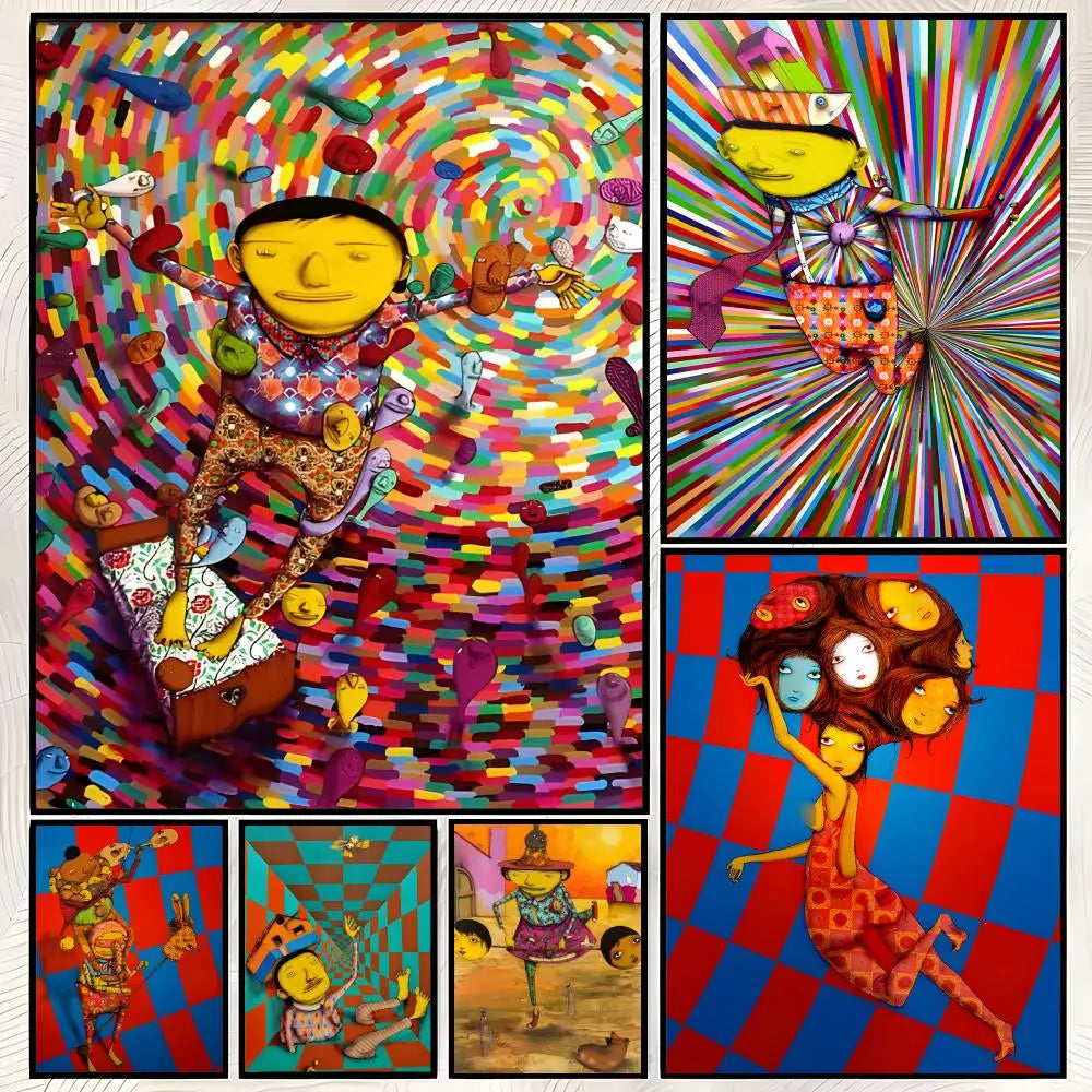 Os Gemeos Self-Stick HD PVC Wall Art Poster | Waterproof Decor
