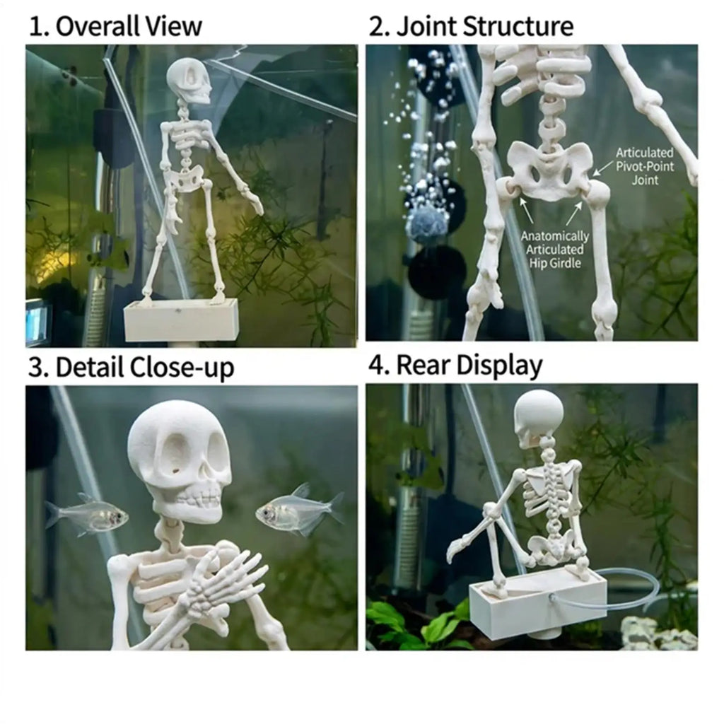Dancing Skeleton Aquarium Bubbler Decoration with Air Hose