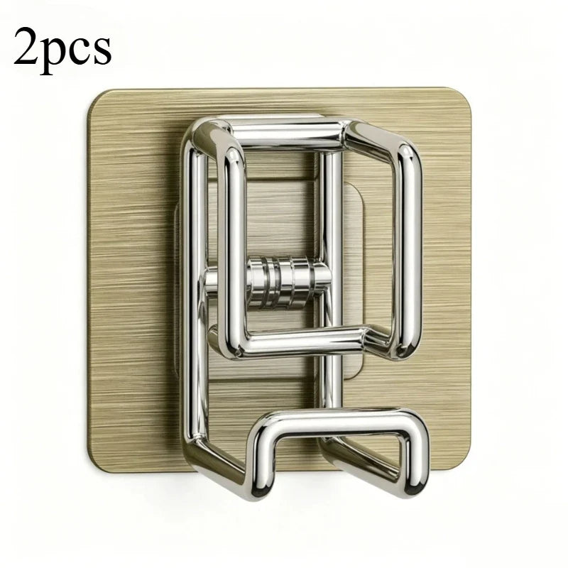 2-Pack No-Drill Wall-Mounted Hooks – Bathroom & Kitchen Storage