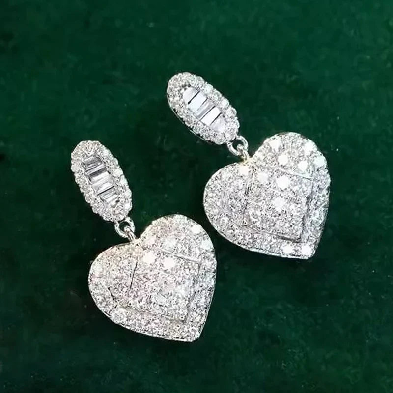 Huitan Heart Dangle Earrings – Cubic Zirconia Wedding Drops