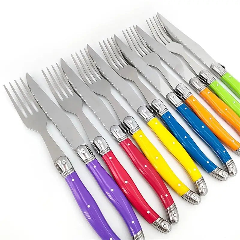 Rainbow Laguiole Cutlery Set 4–24 Pcs | Stainless Steel Flatware