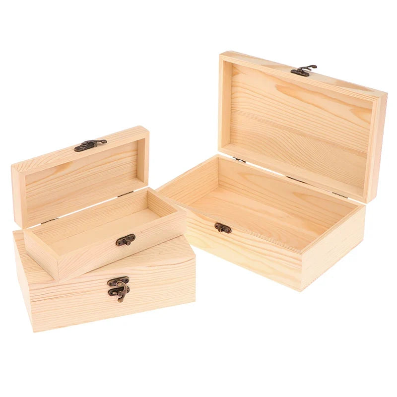 Rectangular Wooden Storage Box Organizer Case Simple Container