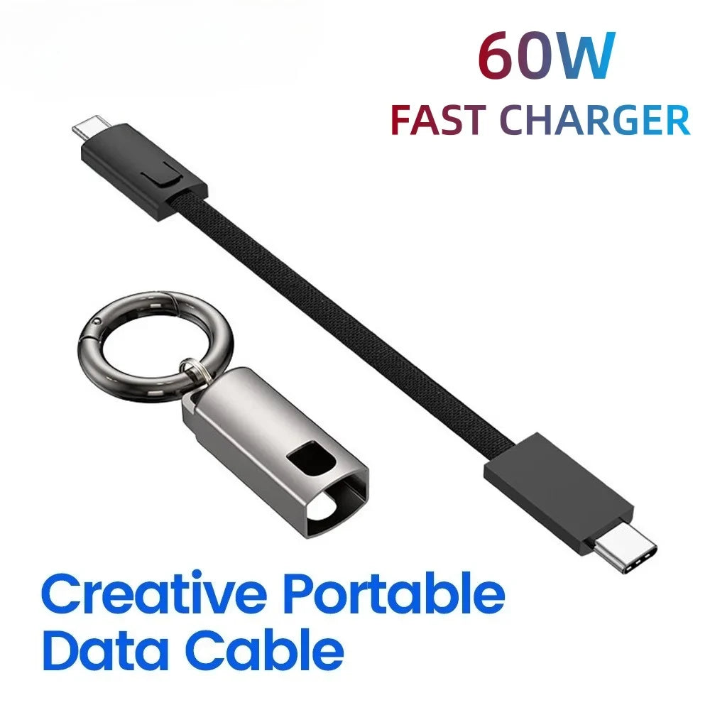 PD 65W USB-C to USB-C Keychain Fast Charging Cable 10cm