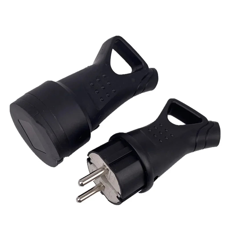 EU Rubber Waterproof Socket Plug Electrial Grounded European