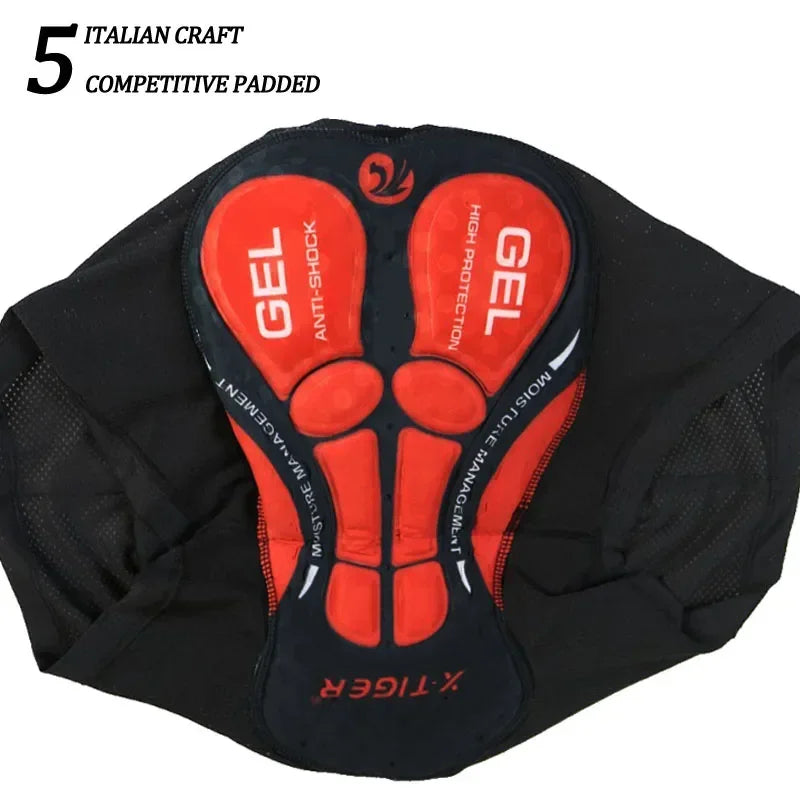 X-Tiger Men's 5D Gel Pad Cycling Shorts – Breathable Quick Dry