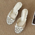 Women's Open Toe Thin Heel Mule Slides | Polka Dot Summer
