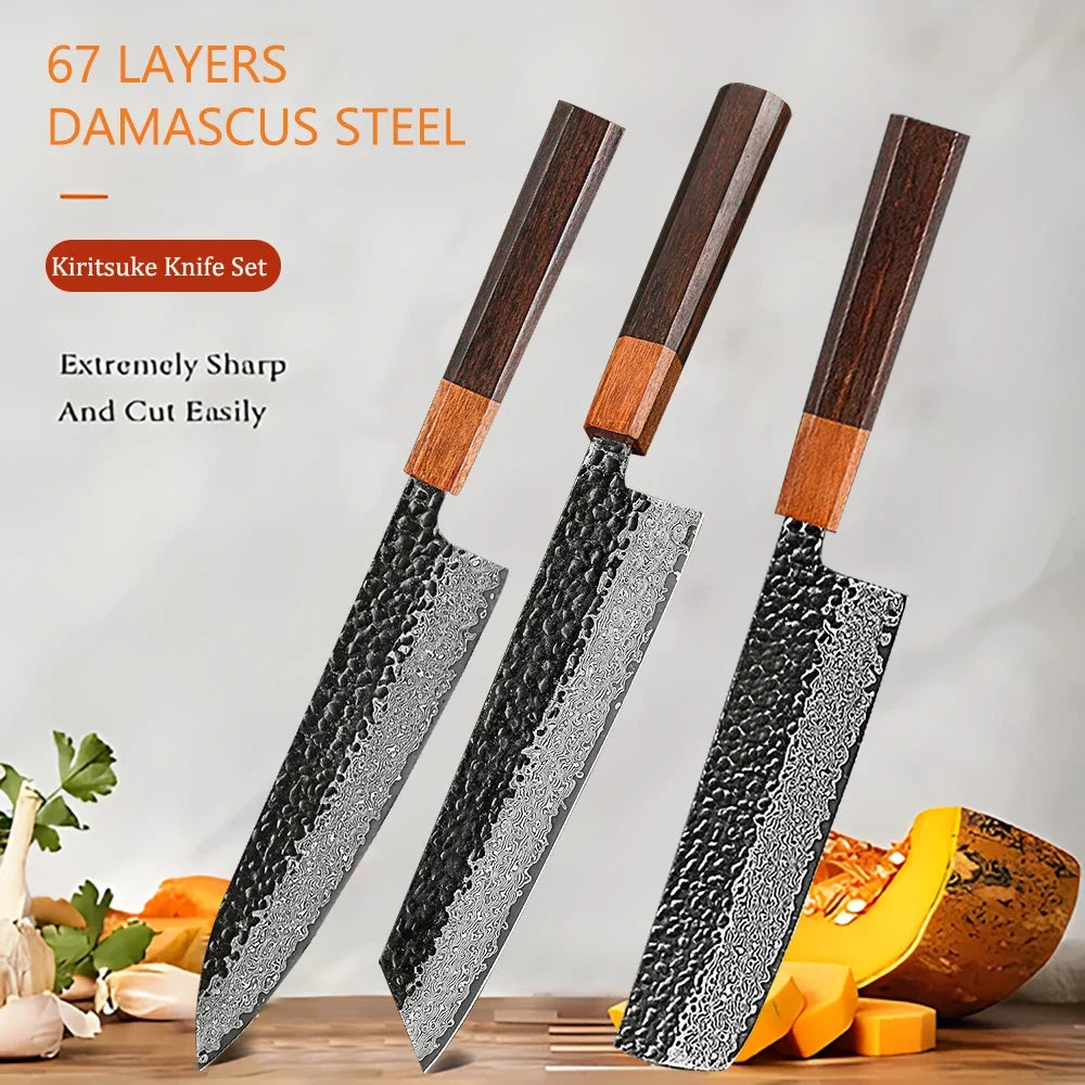 67-Layer Damascus Steel Utility Kitchen Knife | Sharp Cleaver