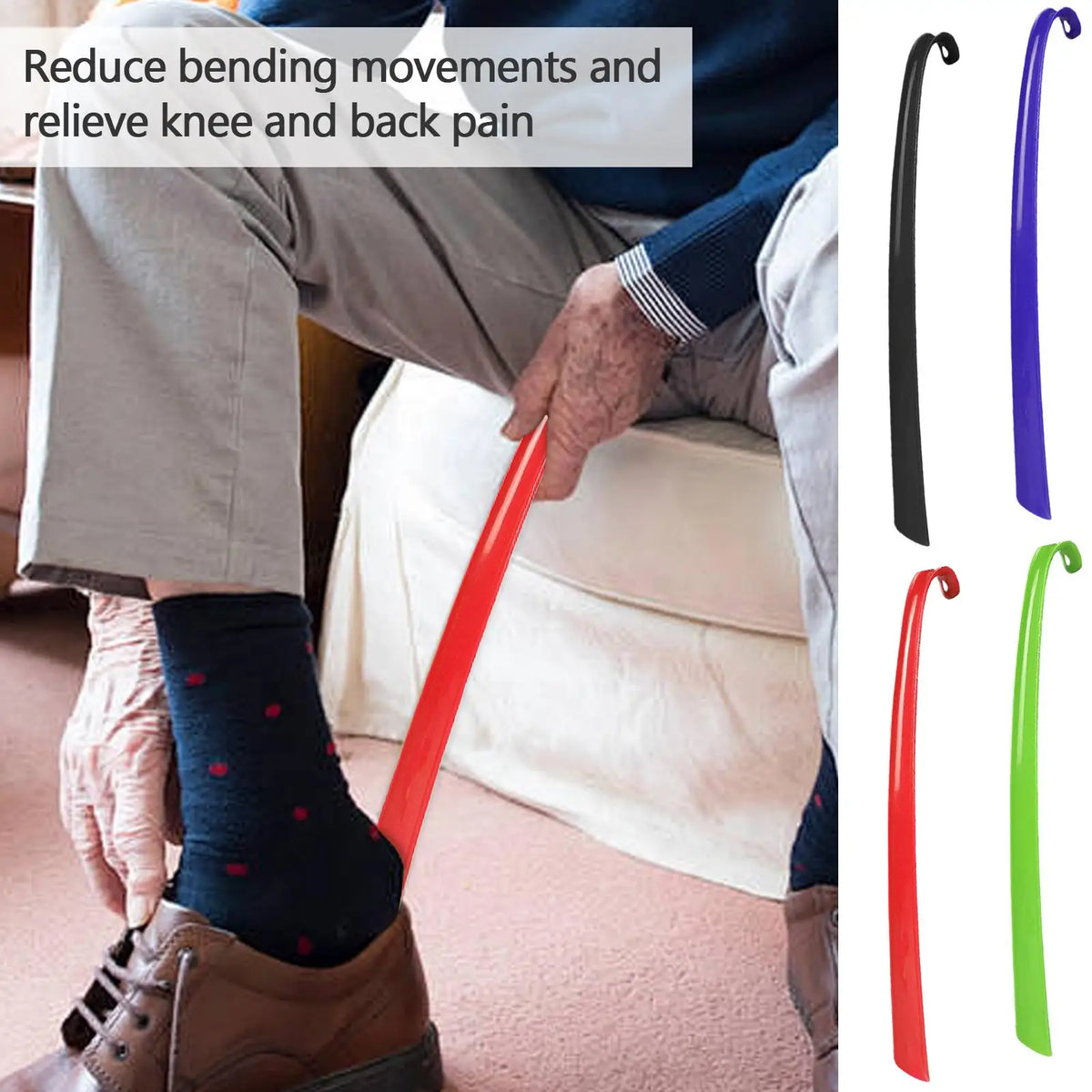 Long Handle Shoe Horn 16.7" ABS – Men, Women & Kids