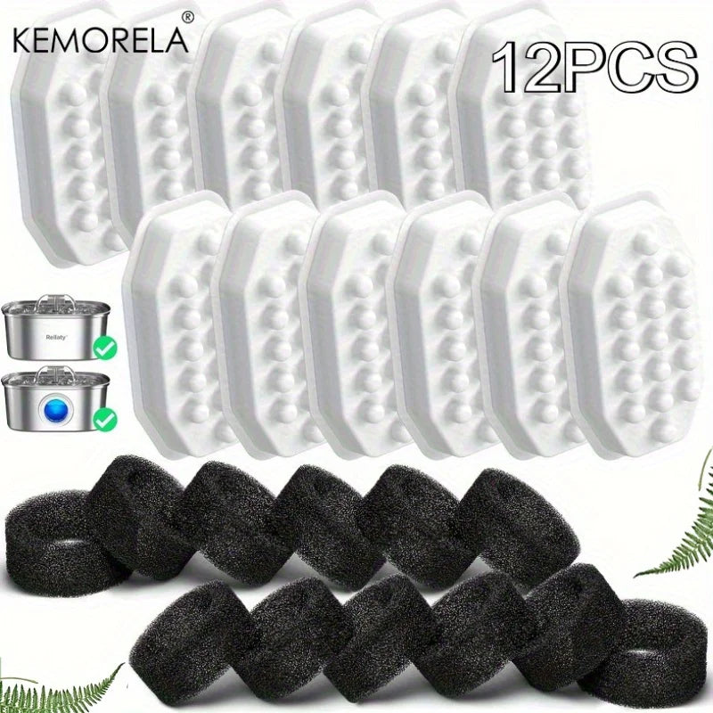 Cat Fountain Replacement Filter Sponges 8/12 Pack | KEMORELA